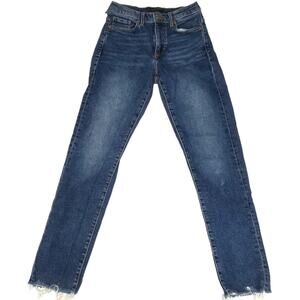 Banana Republic Jeans Mid-Rise Straight Leg Raw‎ Hem Dark Wash Denim Pants 25R